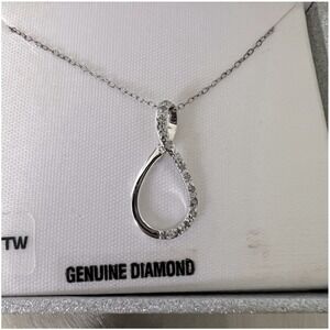 Sterling Silver Genuine Infinity Diamond‎ Necklace